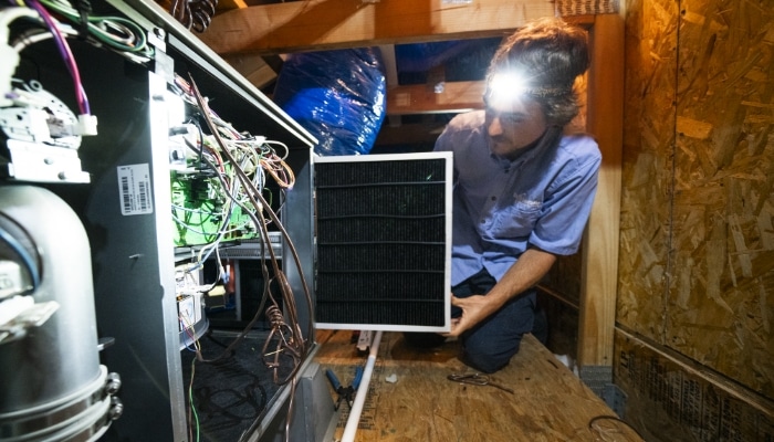 Furnace Filter Being Changed